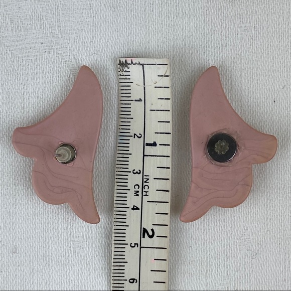 Vintage Blush Pink Ceramic Earrings 1980s - Picture 2 of 6